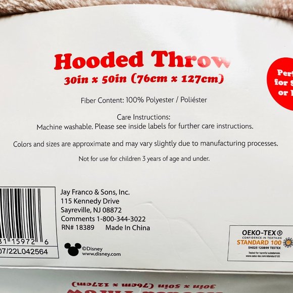 Disney Lightweight Pale Pink/Gray Hooded Throw/Coverup - NWT - Picture 6 of 6